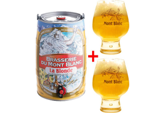 Barriles - Fût 5L Blon. Mt Blanc + 2 verres offerts