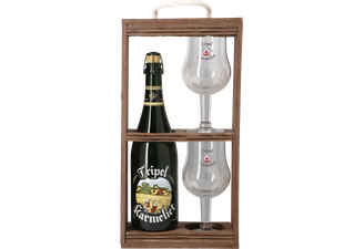 Accessoires et cadeaux - Coffret Tripel Karmeliet Bois -1 bière et 2 verres