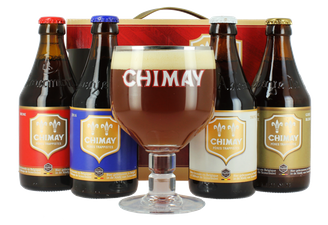 Gift box with beer and glass - Chimay Quadrilogie GiftPack