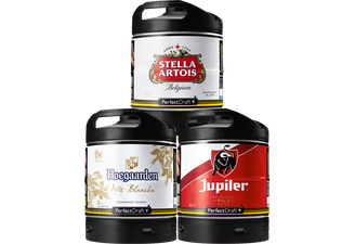 Fûts de bière - Pack 3 fûts 6L Hoegaarden - Stella Artois - Jupiler