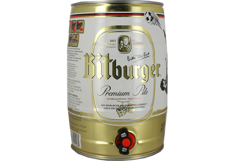 FUT 5 Litres De Bière BITBURGER - Bière Blonde Premium Pils D'Allemagne