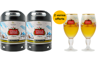 Fässer - Pack 2 fûts 6L de Stella Artois Holidays + 2 verres Stella Artois Holidays offerts