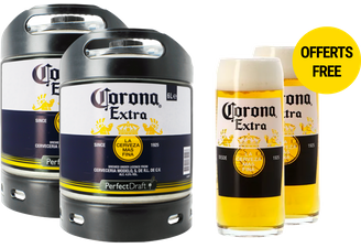 Fässer - PerfectDraft Pack 2 Corona Extra Fässer 6 liter + 2 Gläser 50cl - Mehrweg