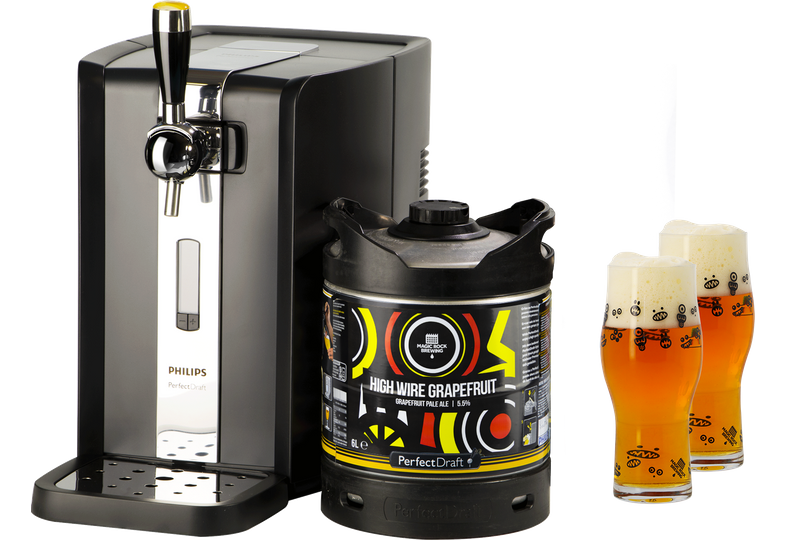 Pack Zapfanlage Philips Perfect Draft 3720/26 mit Magic Rock High Wire Grapefruit + 2 Gläser