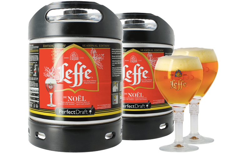 Pack 2 fûts 6L Leffe de Noël + 2 verres Leffe Calice - 25 cl - Saveur Bière