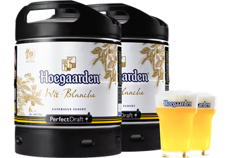 Fûts de bière - Pack 2 fûts 6L Hoegaarden + 2 verres Hoegaarden - 33 cl