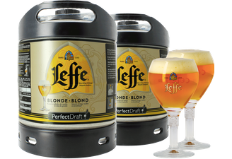 Fûts de bière - Pack 2 fûts 6L Leffe Blonde + 2 verres Leffe Calice - 25 cl