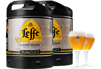 Fûts de bière - Pack 2 fûts 6L Leffe Blonde + 2 verres Calice