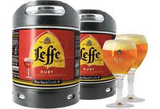 Fûts de bière - Pack 2 fûts 6L Leffe Ruby + 2 verres Leffe Calice - 25 cl