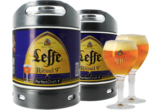 Fûts de bière - Pack 2 fûts 6L Leffe Rituel 9° + 2 verres Leffe Calice - 25 cl