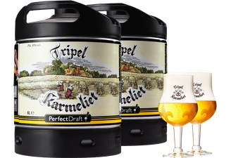Fûts de bière - Pack 2 fûts 6L Tripel Karmeliet + 2 verres Tripel Karmeliet - 20 cl