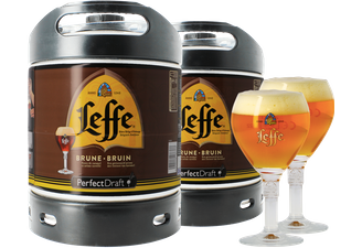Fûts de bière - Pack 2 fûts 6L Leffe Brune + 2 verres Leffe Calice - 25 cl