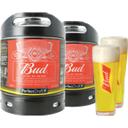Fûts de bière - Pack 2 fûts 6L Bud + 2 verres Bud - 33cl