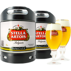 Kegs - Pack 2 fûts 6L Stella Artois + 2 verres Stella Artois - 25 cl