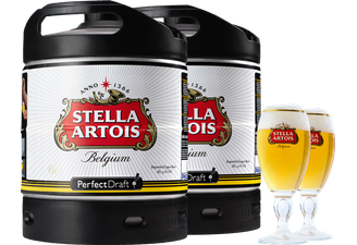Fûts de bière - Pack 2 fûts 6L Stella Artois + 2 verres Stella 25cl