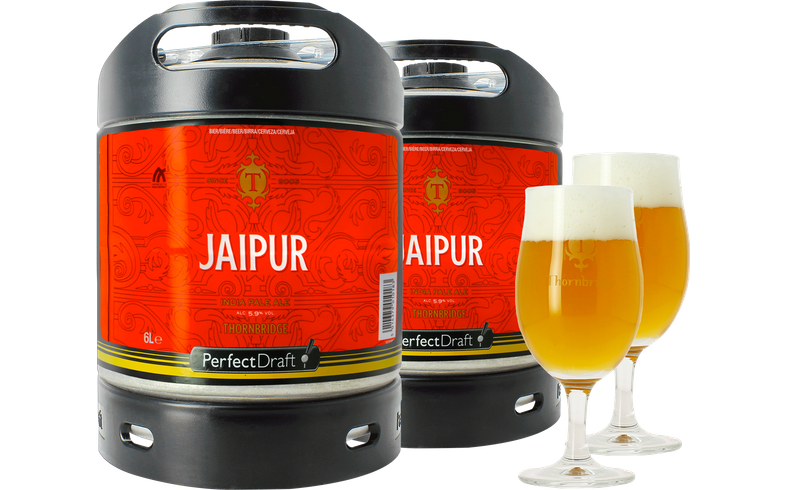 Pack 2 fûts 6L Thornbridge Jaipur + 2 verres Thornbridge