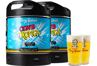 Fûts de bière - Pack 2 fûts 6L Tiny Rebel Clwb Tropica + 2 verres Tiny Rebel - 50cl
