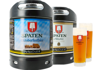 Fûts de bière - Pack 2 fûts 6L Spaten et Spaten Oktoberfestbier + 2 verres Spaten - 40 cl