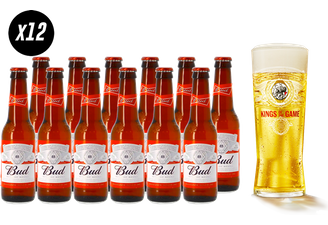 assortiments - Pack de 12 bouteilles Bud + 1 verre Kings of the game