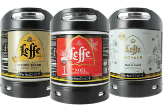 Fûts de bière - Assortiment 3 fûts 6L Leffe Blonde - Leffe de Noël - Leffe Royale Mount Hood