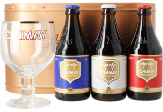 Gift box with beer and glass - Chimay Metal Gift Pack 