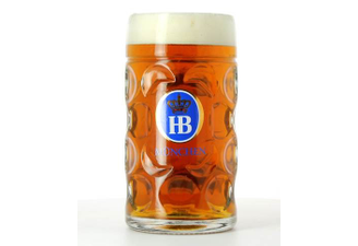 Disponible en format demi-litre pour les petites soif. Hofbräuhaus Chope à bière en verre avec logo original HB München 0,5 l 