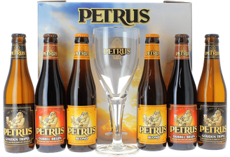 Pack regalo con cerveza y vasos - Coffret Petrus (6 bières + 1 verre)