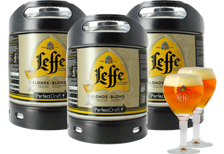 Fatöl - Leffe Blonde 6L PerfectDraft 3-Pack + 2 glas 25 cl