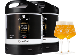 Fûts de bière - Pack 2 fûts 6L Castelain Grand Cru + 2 verres Castelain 33cl