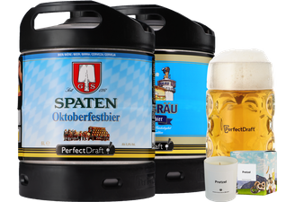 Fûts de bière - Pack 2 fûts 6L Spaten Oktoberfestbier - Löwenbräu Oktoberfestbier + 1 pack chope PerfectDraft 1L + bougie offert