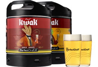 Fûts de bière - Pack 2 fûts 6L Kwak - Kwak Blonde + 2 verres PerfectDraft 50 cl