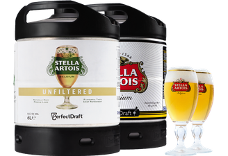 Fûts de bière - Pack 2 fûts 6L Stella Artois - Stella Unfiltered + 2 verres