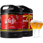 Fûts de bière - Pack 2 fûts 6L Diekirch Noël - Leffe Noël + 2 verres Leffe Calice